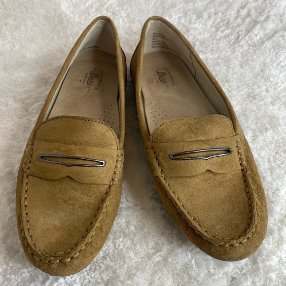 G.H Bass Blair Tan Camel Soft Suede Leather Moccasins Comfy Penny Loafers 6 - Picture 2 of 13
